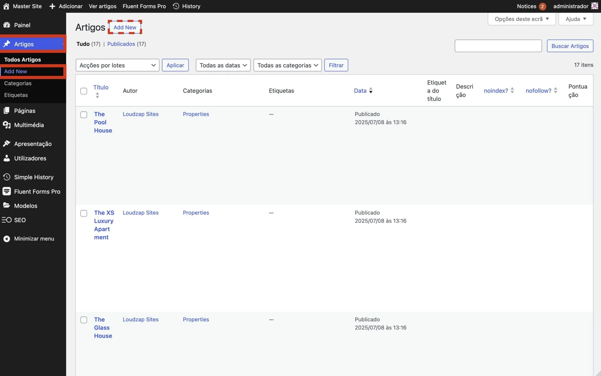 Como criar um novo artigo/post