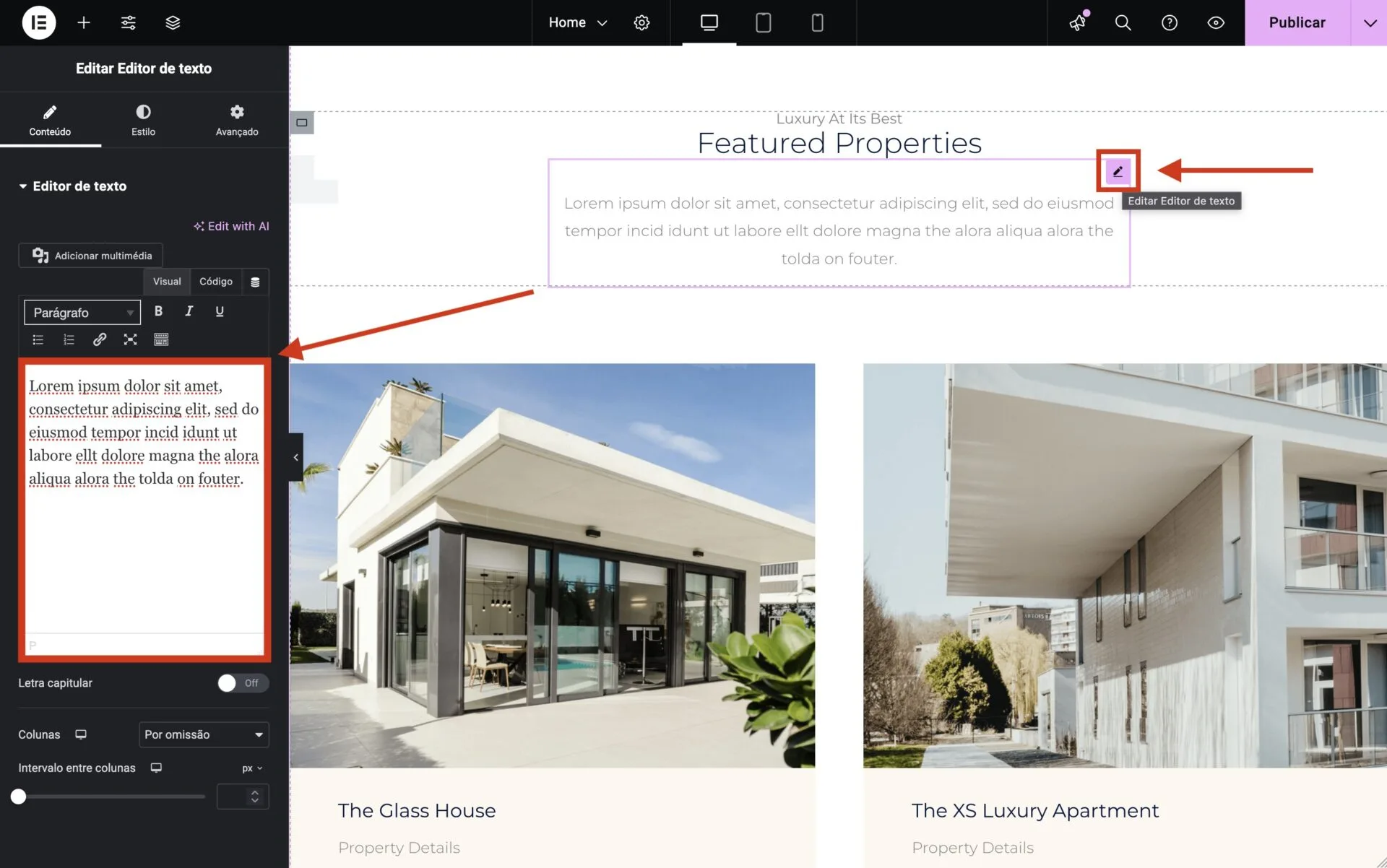 Como posso editar / acrescentar conteúdo