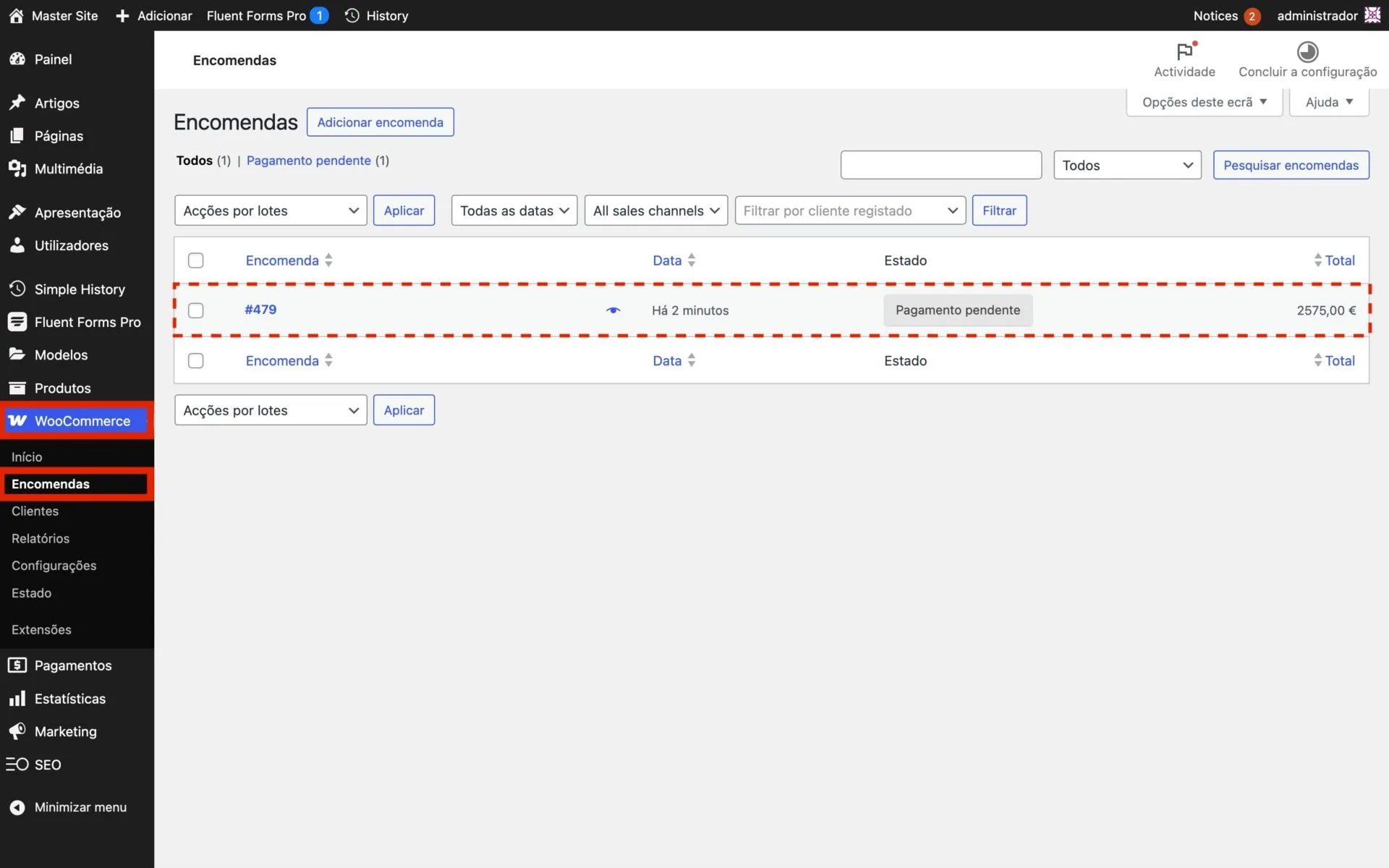 consultar encomendas